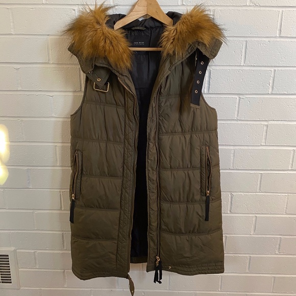 Winter Vest with Faux Fur Hood